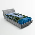 thumbnail image 1 of Ambesonne Tropical Fitted Sheet, Infinity Pool Palm, Twin Size, Blue Green White, 1 of 3