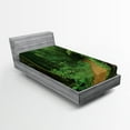 thumbnail image 1 of Ambesonne Tropical Fitted Sheet, Jungle Forest Trees, Twin Size, Green Brown, 1 of 3