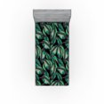 thumbnail image 1 of Ambesonne Tropical Fitted Sheet, Leaves Monochrome Back Art, Twin XL Size, Reseda Green and Pale Khaki, 1 of 5