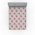 thumbnail image 1 of Ambesonne Tropical Fitted Sheet, Lily Flowers Jungle Botany, King Size, Pink Mauve Eggshell, 1 of 5