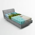 thumbnail image 1 of Ambesonne Tropical Fitted Sheet, Maldives Island Beach, Twin XL Size, Fern Green Turquoise, 1 of 2