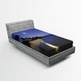 thumbnail image 1 of Ambesonne Tropical Fitted Sheet, Moonlight Hawaii Sea, Twin Size, Navy Sand, 1 of 2