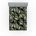 thumbnail image 1 of Ambesonne Tropical Fitted Sheet, Palm Foliage Overlapped, Queen Size, Reseda Green Dark Purple, 1 of 5