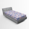 thumbnail image 1 of Ambesonne Tropical Fitted Sheet, Palm Leaves Soft Tones, Twin XL Size, Pale Pink Blue Cream, 1 of 2
