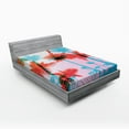 thumbnail image 1 of Ambesonne Tropical Fitted Sheet, Palm Tree Silhouettes, Full Size, Dark Coral Turquoise, 1 of 2