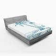 thumbnail image 1 of Ambesonne Tropical Fitted Sheet, Palm Trees at Beach, Full Size, Blue White, 1 of 3