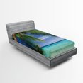 thumbnail image 1 of Ambesonne Tropical Fitted Sheet, Paradise View Maldives, Twin Size, Green Aqua Blue, 1 of 3