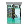 thumbnail image 1 of Ambesonne Tropical Fitted Sheet & Pillow Sham Set, Beach Cruising Journey, Full, Green Brown, 1 of 2