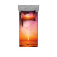 thumbnail image 1 of Ambesonne Tropical Fitted Sheet & Pillow Sham Set, Coconut Palm Tree Leaf, Twinxl, Pink Orange, 1 of 2
