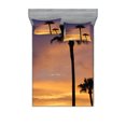 thumbnail image 1 of Ambesonne Tropical Fitted Sheet & Pillow Sham Set, Exotic Coconut Dreamy, Queen, Yellow Black, 1 of 3