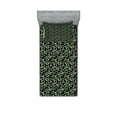 thumbnail image 1 of Ambesonne Tropical Fitted Sheet & Pillow Sham Set, Exotic Foliage Hand Drawn, Twinxl, Sage Green Black, 1 of 2