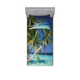 thumbnail image 1 of Ambesonne Tropical Fitted Sheet & Pillow Sham Set, Exotic Maldives Beach, Twinxl, Fern Green Turquoise, 1 of 2