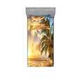 thumbnail image 1 of Ambesonne Tropical Fitted Sheet & Pillow Sham Set, Exotic Sandy Beach, Twin, Cream Blue, 1 of 2