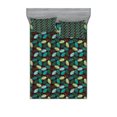 thumbnail image 1 of Ambesonne Tropical Fitted Sheet & Pillow Sham Set, Exotic Torbay Palm Leaves, Queen, Multicolor, 1 of 2