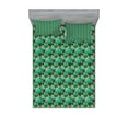 thumbnail image 1 of Ambesonne Tropical Fitted Sheet & Pillow Sham Set, Juicy Watermelon Slices, Queen, Dark Coral Sea Green, 1 of 2