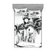 thumbnail image 1 of Ambesonne Tropical Fitted Sheet & Pillow Sham Set, Lighthouse Island Tree, Queen, Black White, 1 of 2
