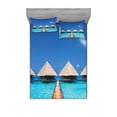 thumbnail image 1 of Ambesonne Tropical Fitted Sheet & Pillow Sham Set, Maldives Clear Waters, Full, Turquoise Azure Blue, 1 of 2