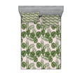 thumbnail image 1 of Ambesonne Tropical Fitted Sheet & Pillow Sham Set, Monstera Leaf Palm Tree, Queen, Green Pale Pink, 1 of 2