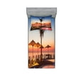 thumbnail image 1 of Ambesonne Tropical Fitted Sheet & Pillow Sham Set, Ocean View at Sunset, Twinxl, Multicolor, 1 of 2