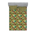 thumbnail image 1 of Ambesonne Tropical Fitted Sheet & Pillow Sham Set, Parrots and Pomegranate, Queen, Multicolor, 1 of 2