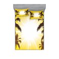 thumbnail image 1 of Ambesonne Tropical Fitted Sheet & Pillow Sham Set, Place with Palm Trees, Full, Yellow and White, 1 of 3