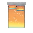 thumbnail image 1 of Ambesonne Tropical Fitted Sheet & Pillow Sham Set, Seagull Palm Trees Sun, Full, Multicolor, 1 of 2