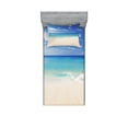 thumbnail image 1 of Ambesonne Tropical Fitted Sheet & Pillow Sham Set, Shore Sea with Waves, Twinxl, Cream Turquoise White, 1 of 2