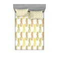 thumbnail image 1 of Ambesonne Tropical Fitted Sheet & Pillow Sham Set, Sketched Stamp Minimal, Full, Olive Green Cinnamon, 1 of 2