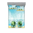thumbnail image 1 of Ambesonne Tropical Fitted Sheet & Pillow Sham Set, Sunglasses Reflection Tree, Full, Pale Blue Mustard White, 1 of 3