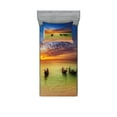thumbnail image 1 of Ambesonne Tropical Fitted Sheet & Pillow Sham Set, Thailand Boat in Ocean, Twinxl, Multicolor, 1 of 2