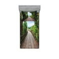 thumbnail image 1 of Ambesonne Tropical Fitted Sheet & Pillow Sham Set, Wooden Bridge Exotic, Twin, Brown Green, 1 of 3