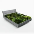 thumbnail image 1 of Ambesonne Tropical Fitted Sheet, Rainforest Fall River, Queen Size, Green, 1 of 3