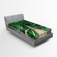thumbnail image 1 of Ambesonne Tropical Fitted Sheet, River Bridge of Forest, Twin XL Size, Beige and Green, 1 of 2