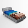 thumbnail image 1 of Ambesonne Tropical Fitted Sheet, Sandy Beach Resort, Twin Size, Chocolate Navy Turquoise, 1 of 2