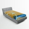 thumbnail image 1 of Ambesonne Tropical Fitted Sheet, Sandy Exotic Beach, Twin XL Size, Navy Cream, 1 of 3