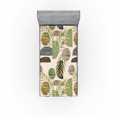 thumbnail image 1 of Ambesonne Tropical Fitted Sheet, Semicircles Foliage Plot, Twin Size, Pale Olive Green Amber, 1 of 5