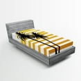 thumbnail image 1 of Ambesonne Tropical Fitted Sheet, Summer Holiday Graphic, Twin Size, Apricot Yellow Black, 1 of 2