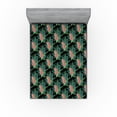 thumbnail image 1 of Ambesonne Tropical Fitted Sheet, Tiger and Chameleon Print, King Size, Salmon Peacock Green, 1 of 5