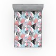 thumbnail image 1 of Ambesonne Tropical Fitted Sheet, Triangle Exotic Foliage, Queen Size, Dark Coral and Sea Blue, 1 of 5