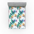 thumbnail image 1 of Ambesonne Tropical Fitted Sheet, Triangle Paradise Flower, Queen Size, Sea Green and Dark Teal, 1 of 5