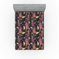 thumbnail image 1 of Ambesonne Tropical Fitted Sheet, Watercolor Grevillea Art, King Size, Dried Rose and Earth Yellow, 1 of 5