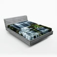 thumbnail image 1 of Ambesonne Tropical Fitted Sheet, Waterfall Jungle Rural, Queen Size, Green White, 1 of 3