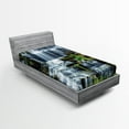 thumbnail image 1 of Ambesonne Tropical Fitted Sheet, Waterfall Jungle Rural, Twin Size, Green White, 1 of 3