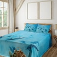 thumbnail image 1 of Ambesonne Tropical Fitted & Top Sheet Set with Shams, Dolphins Hawaii Ocean, Blue, 1 of 4