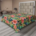 thumbnail image 1 of Ambesonne Tropical Flat Bedding Sheet Soft Top Sheet, Exotic Floral Acrylic Art, King, Burnt Sienna and Lime Green, 1 of 1