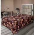 thumbnail image 1 of Ambesonne Tropical Flat Bedding Sheet Soft Top Sheet, Exotic Flowers Hawaiian, Twin, Dark Maroon Army Green, 1 of 1