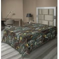 thumbnail image 1 of Ambesonne Tropical Flat Bedding Sheet Soft Top Sheet, Exotic Wild Flowers Art, Twin, Dark Rust Teal and Yellow, 1 of 1