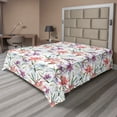 thumbnail image 1 of Ambesonne Tropical Flat Bedding Sheet Soft Top Sheet, Multicolored Lilies Leaves, Full, Dark Salmon Olive Green, 1 of 1