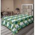 thumbnail image 1 of Ambesonne Tropical Flat Sheet, Banana Tree Exotic Fruits, Twin Size, Yellow Pale Petrol Blue, 1 of 1