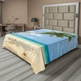 thumbnail image 1 of Ambesonne Tropical Flat Sheet, Coconut Palms Island, Queen Size, Cream Blue Green, 1 of 1